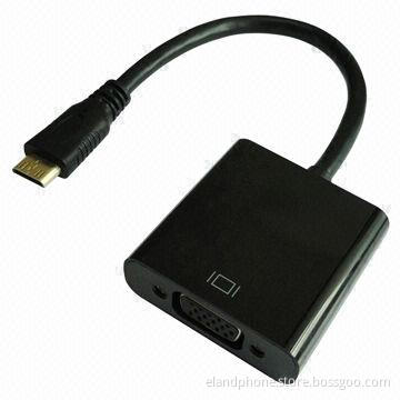 Mini HDMI to VGA M/F Active Adapter, Converts Digital Mini HDMI Signal Into Analog VGA Video